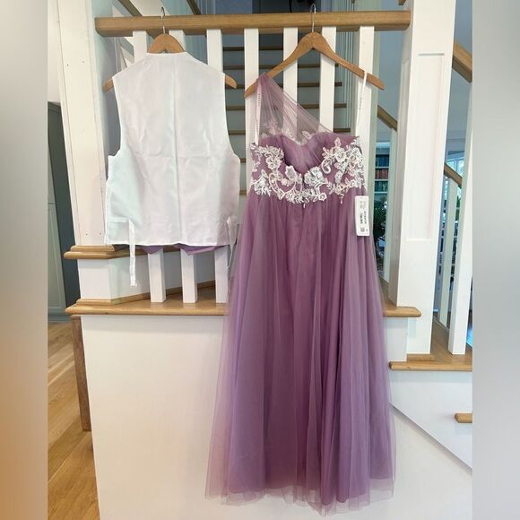 Azazie Noa Dress Wisteria with Men’s Matching Vest and Tie - Picture 11 of 15